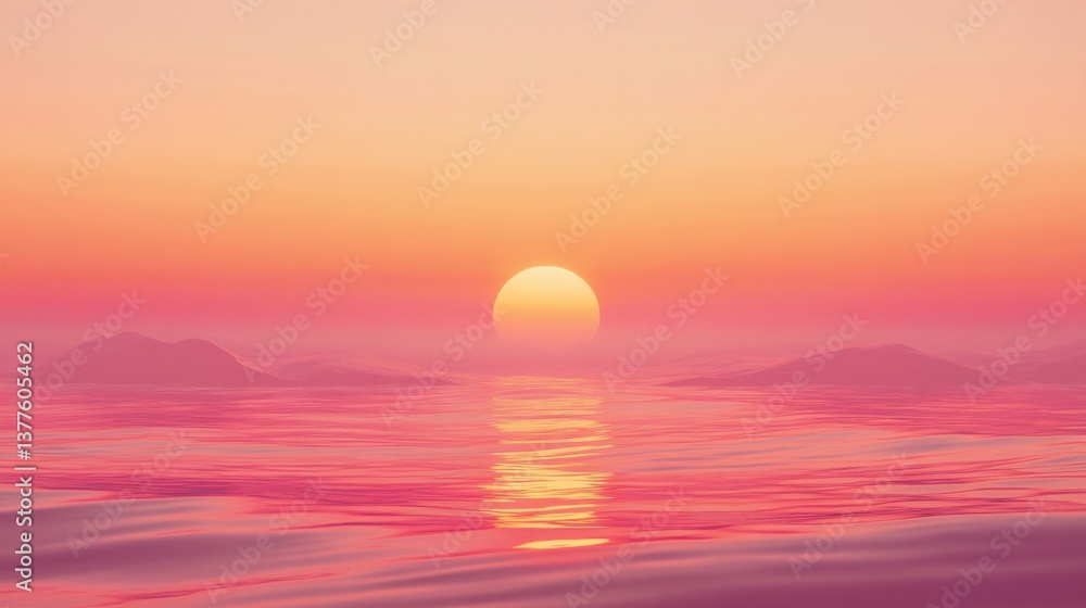Sunset over Water with Hills Sunset over Water with Hills
