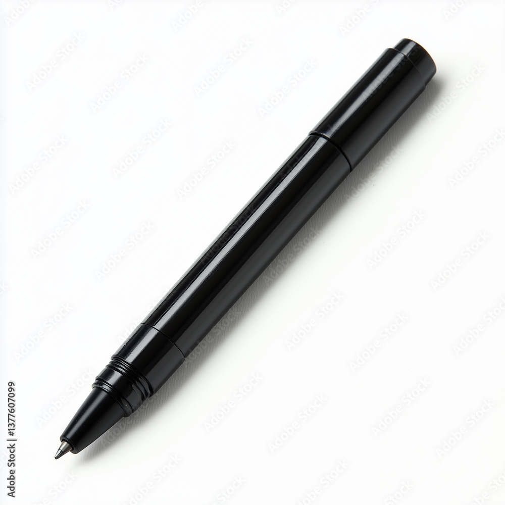 black pen on white background, close-up studio shot, writing instrument, isolated, ink pen, office supply, precise detail black pen on white background, close-up studio shot, writing instrument, isolated, ink pen, office supply, precise detail