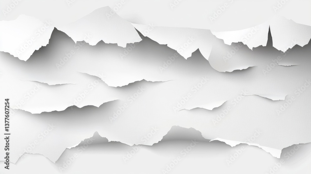 Fototapeta premium White ripped paper torn edges strips isolated on transparent background
