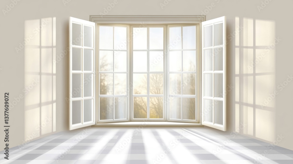 Fototapeta premium Window frames isolated on transparent background
