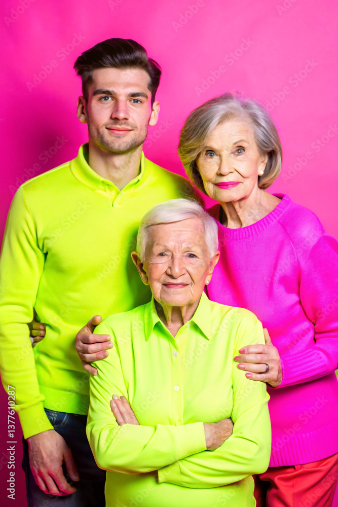Fototapeta premium A family portrait blending multiple generations into one seamless, powerful image
