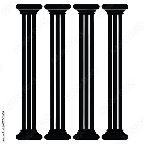 thin vertical columns silhouette vector