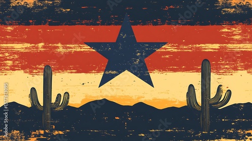 Desert Star Grunge Western Flag.