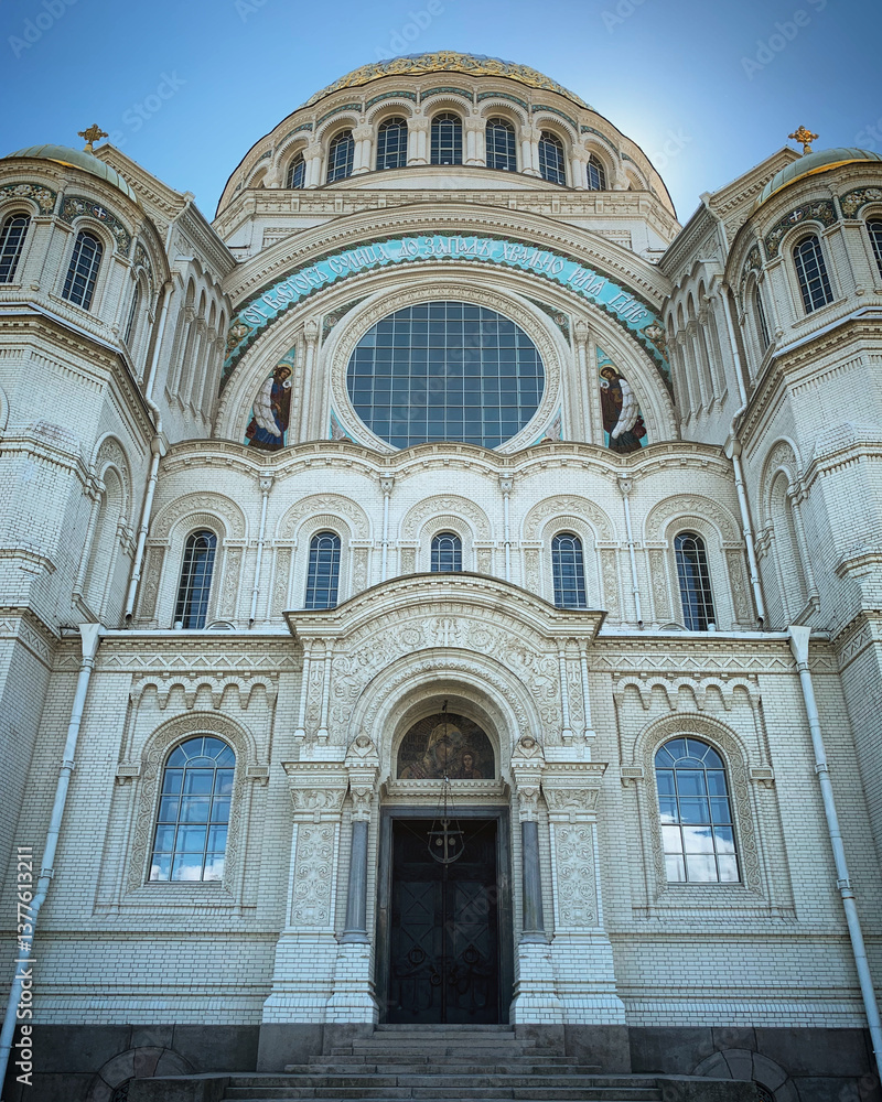 Naval cathedral of Saint Nicholas in Kronstadt, Saint Petersburg, Russia, June 2019