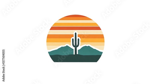 Desert Sunset Cactus Landscape. (2)