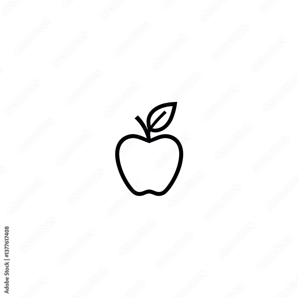 Outline icon of an apple with a leaf Outline icon of an apple with a leaf