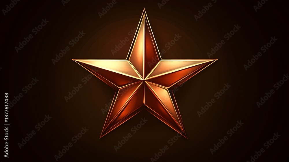 A golden five pointed star on a dark brown background A golden five pointed star on a dark brown background