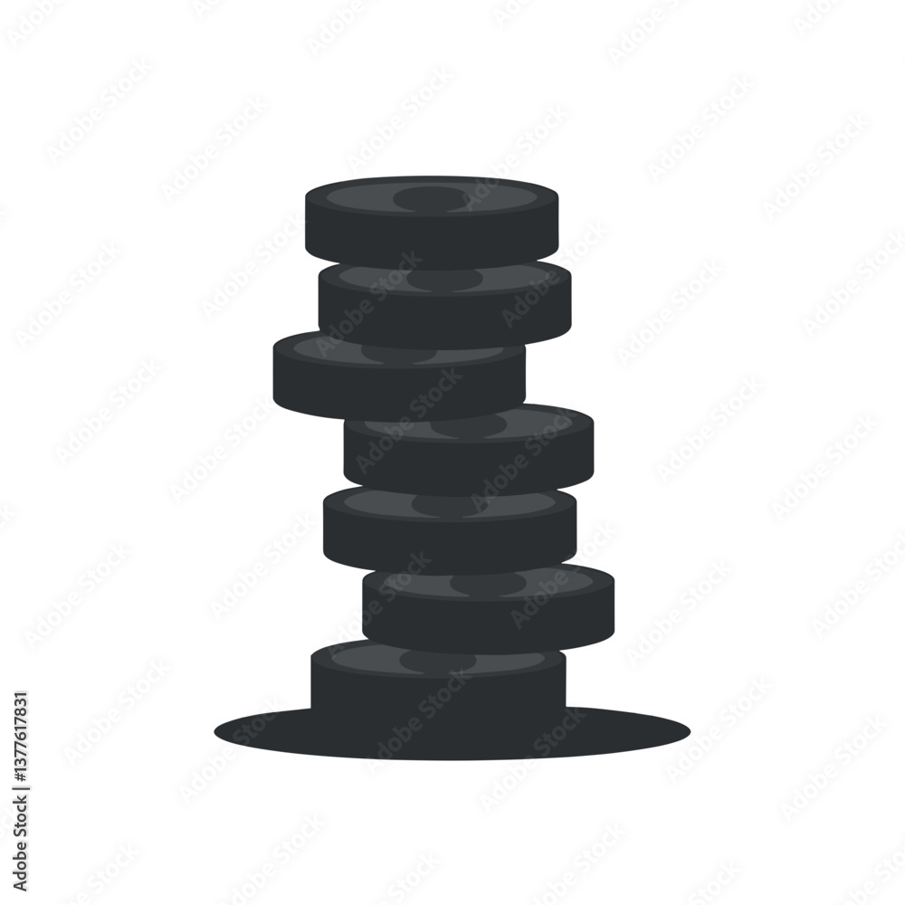 Weightlifting Plates Stack Icon in Flat Style on White Background Weightlifting Plates Stack Icon in Flat Style on White Background