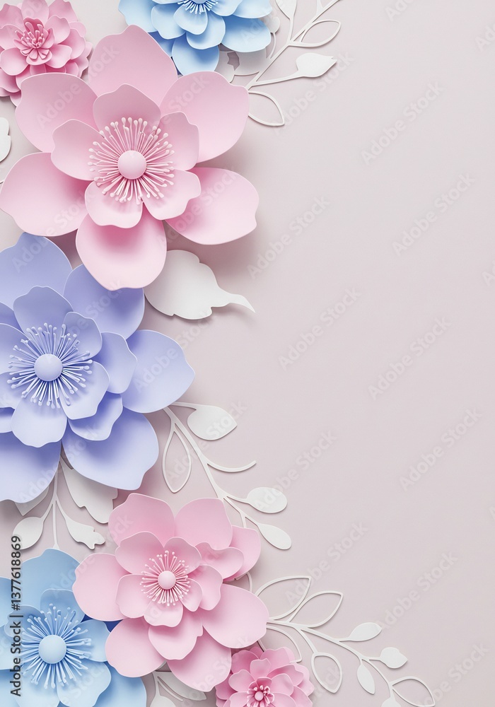 Pastel Paper Flowers Elegant Design. AI Generated Pastel Paper Flowers Elegant Design. AI Generated