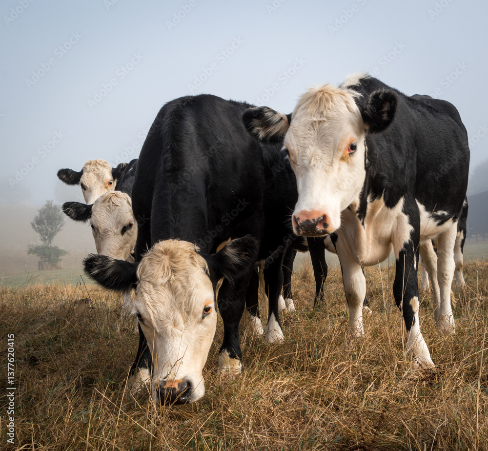 white face dairy cross beef cattle in dry brown paddock during drought white face dairy cross beef cattle in dry brown paddock during drought