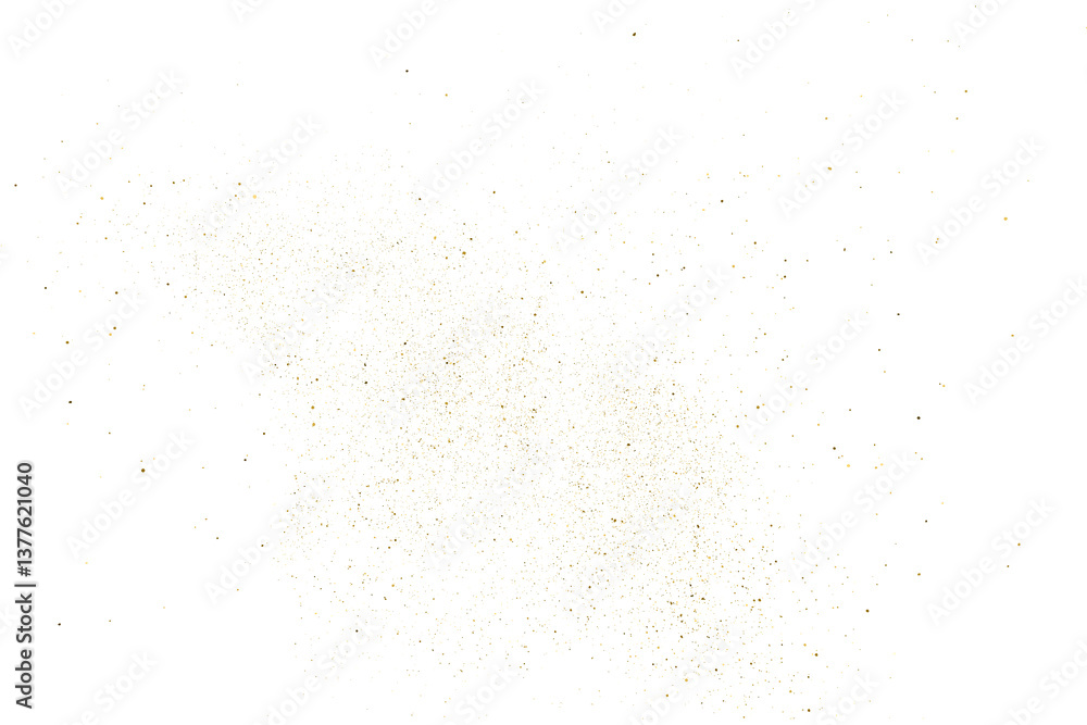 Gold texture pattern on transparent background. Old paper surface. Light golden confetti. Yellow Illustration backdrop. PNG design element.