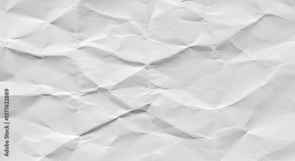 Fototapeta premium Crinkled White Paper Texture Soft Light. AI Generated