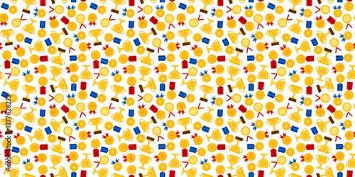 Trophy Pattern background. Gold Trophies Seamless Pattern. gold medal pattern background. competition theme pattern.