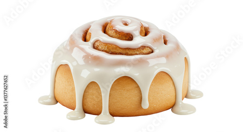 Vászonkép Isolated Cinnamon Roll with Icing