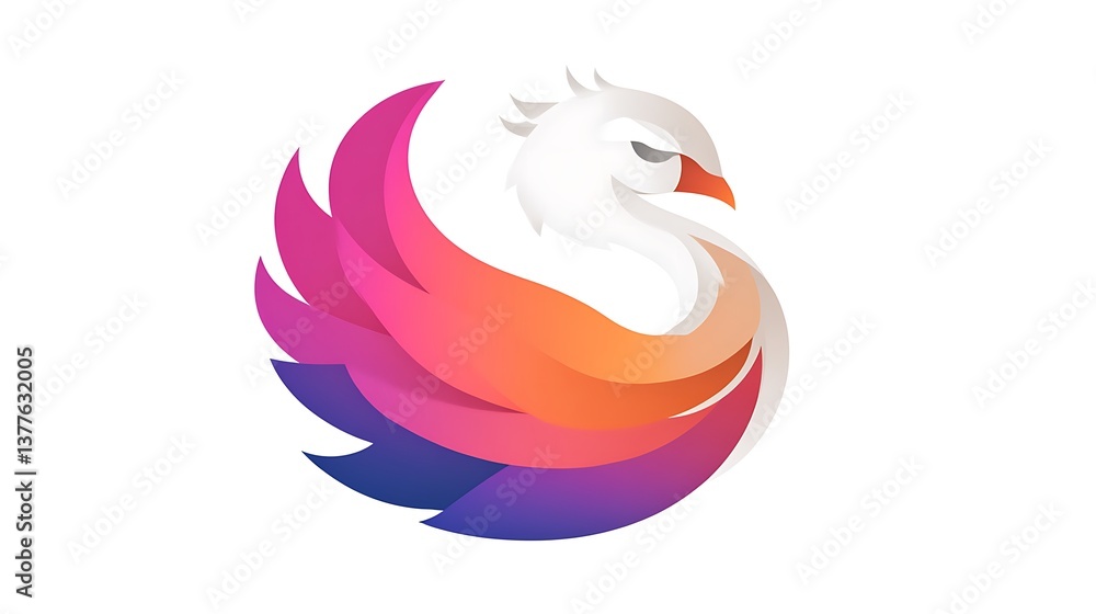 A colorful swan logo with vibrant feather gradients on white A colorful swan logo with vibrant feather gradients on white