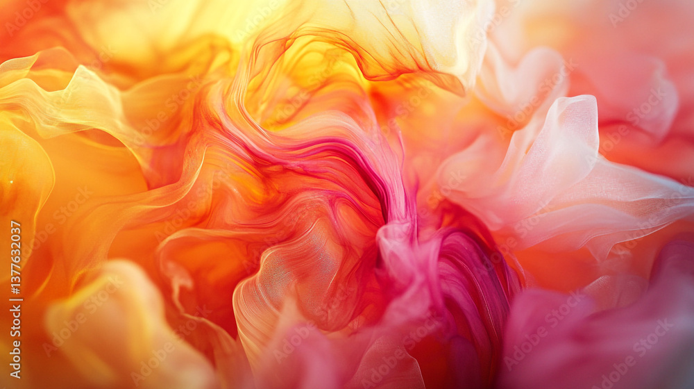 Abstract painting of swirling colors in shades of orange pink and yellow creating a dreamy effect Abstract painting of swirling colors in shades of orange pink and yellow creating a dreamy effect