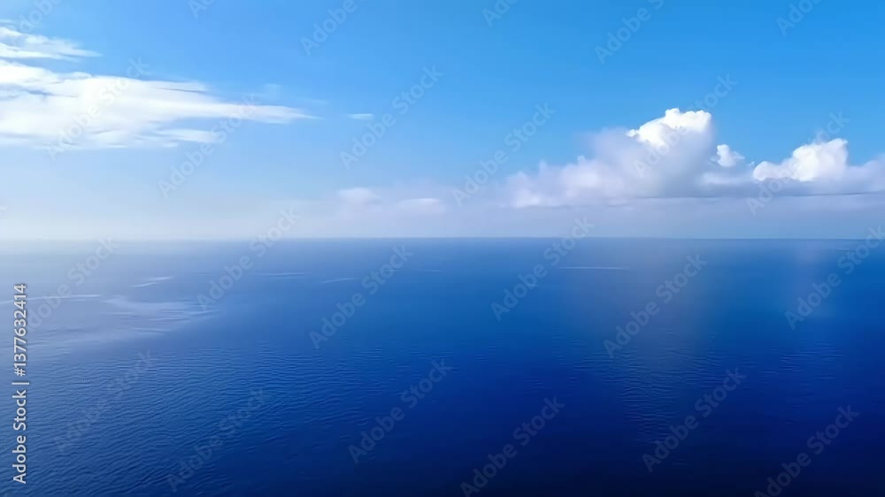 Ocean Waves Rolling Under Blue Sky with Cloudscape Peaceful View Ocean Waves Rolling Under Blue Sky with Cloudscape Peaceful View