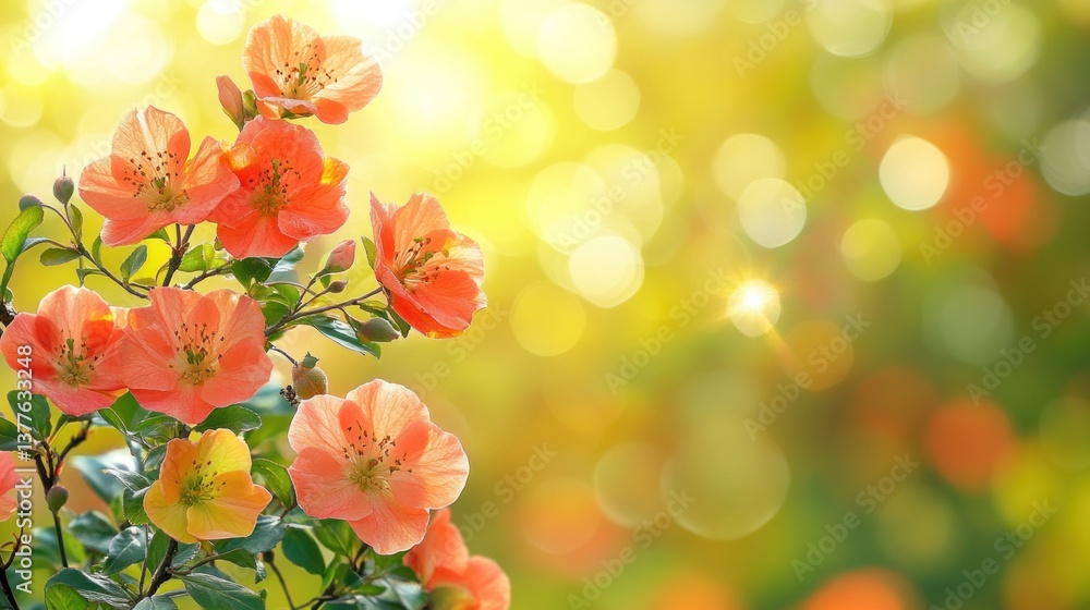 Spring flowers garden bokeh sunlight banner Spring flowers garden bokeh sunlight banner