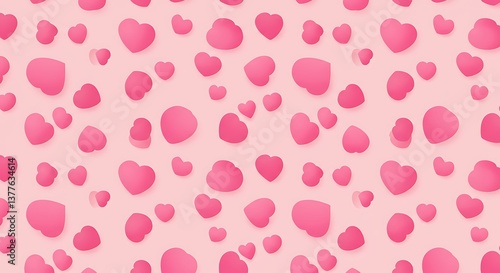 Wallpaper Mural Pink Hearts Pattern: Sweet Romantic Background AI Generated Torontodigital.ca