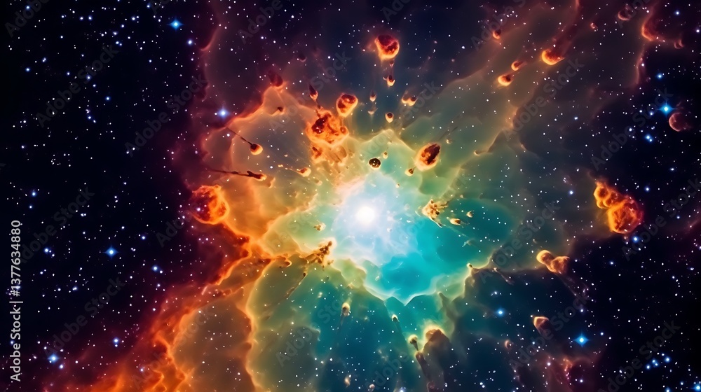 Naklejka premium Celestial Nebula Cosmic Dust And Starscape Display