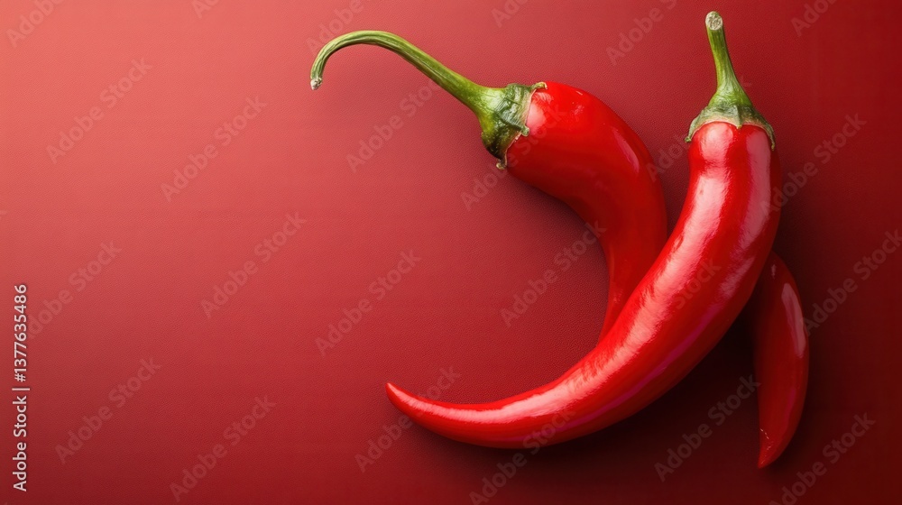 Vivid Red Chili Peppers on Textured Background Capturing Culinary Spice and Freshness in a Minimalist Style Vivid Red Chili Peppers on Textured Background Capturing Culinary Spice and Freshness in a Minimalist Style
