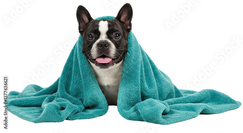 Isolated Dog with Towel