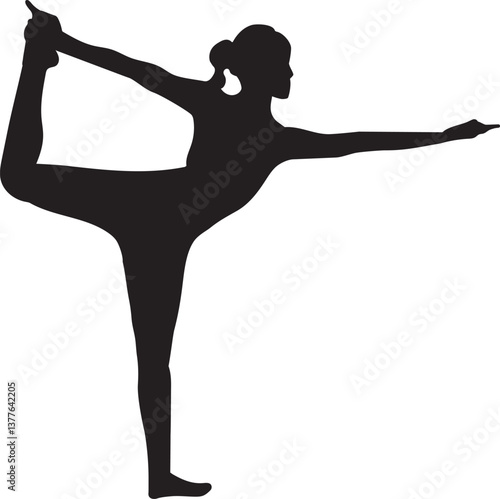 silhouette of yoga standing pose vector element