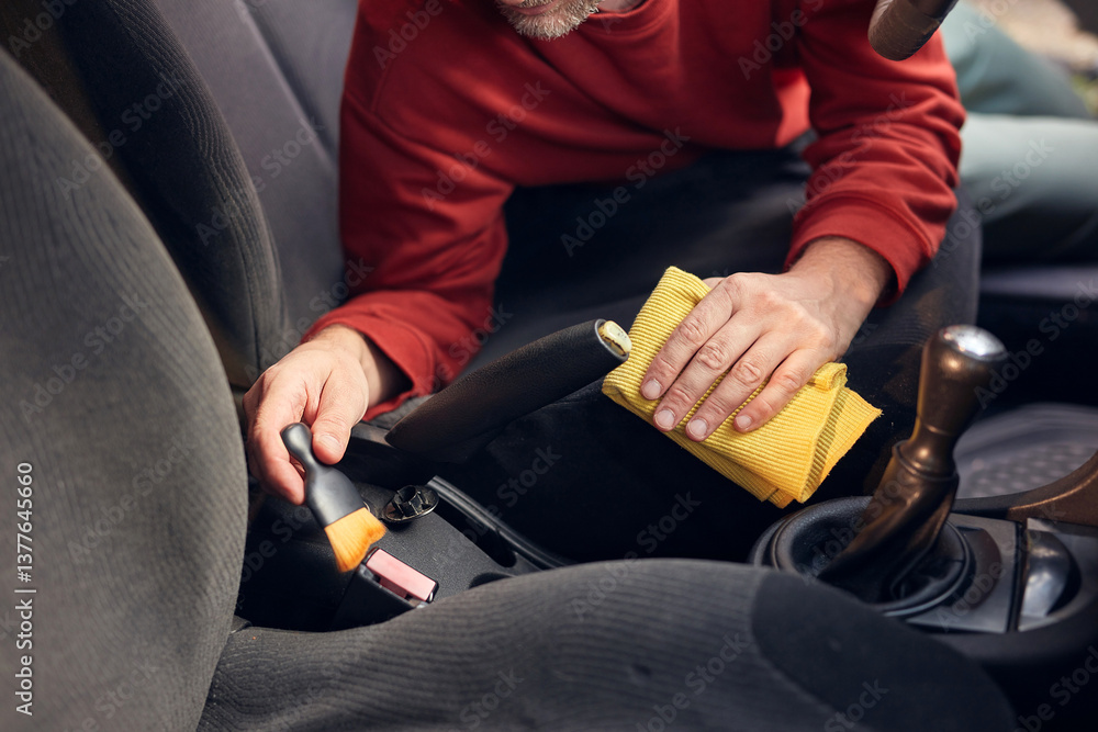 Cleaning ordinary dusty car interior and ventilation.