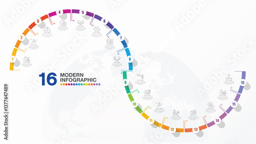 16 Infographic, Template for presentation.