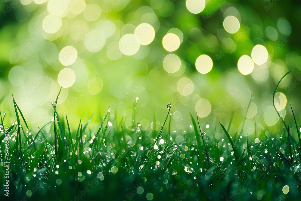Obraz premium Concept Save the world save environment The world is in the grass of the green bokeh background 