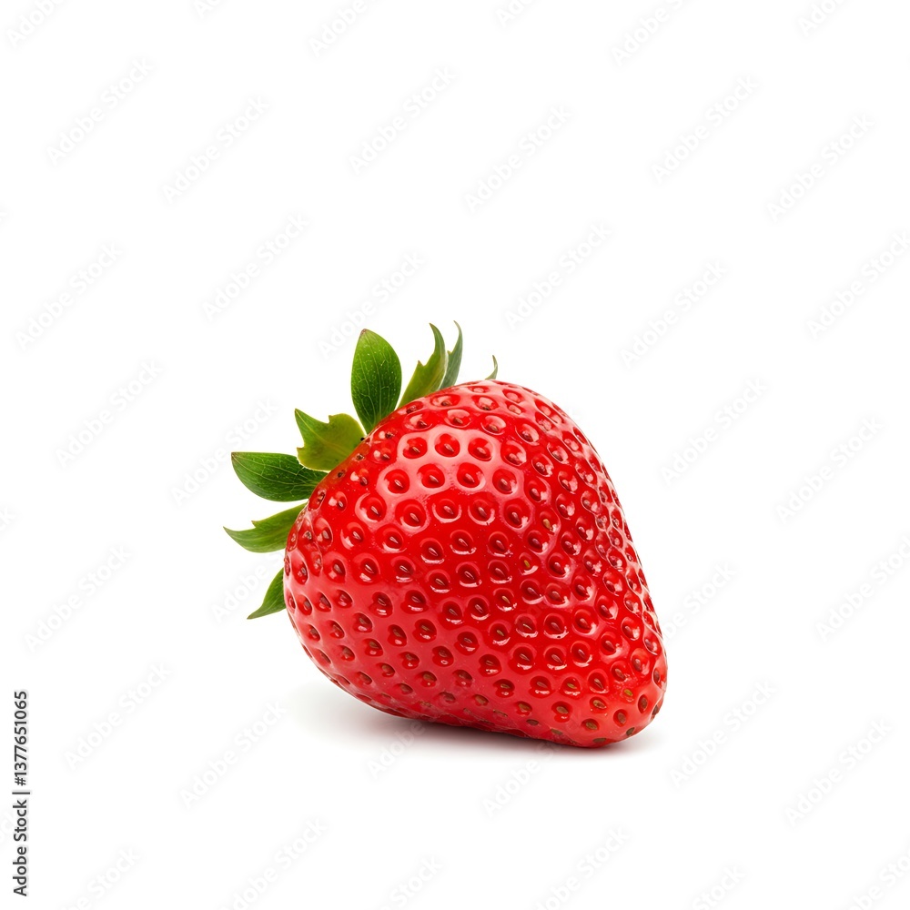 Fresh Ripe Strawberry with Green Leaves on White Background for Food Fresh Ripe Strawberry with Green Leaves on White Background for Food