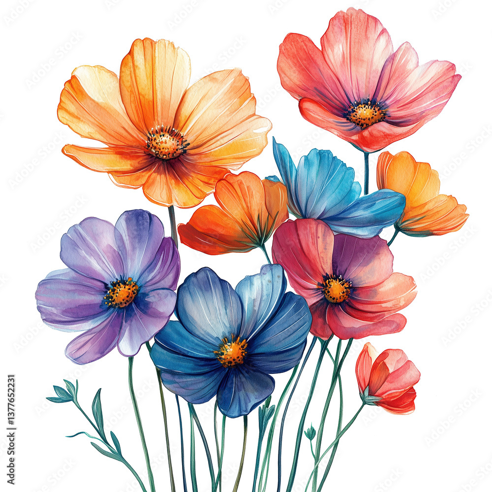 custom made wallpaper toronto digitalcolorful bush lush watercolor wildflowers on transparent background