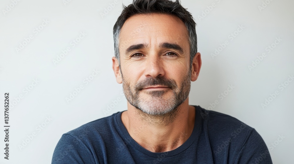 Fototapeta premium Confident mature caucasian male in casual shirt with a friendly smile
