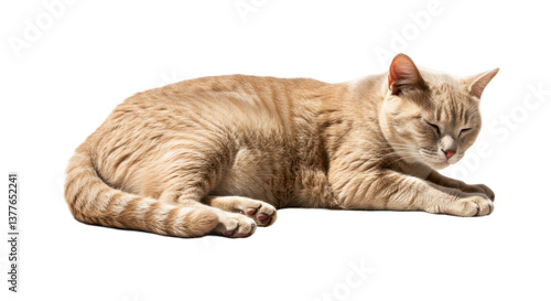 Isolated Ginger Cat Resting