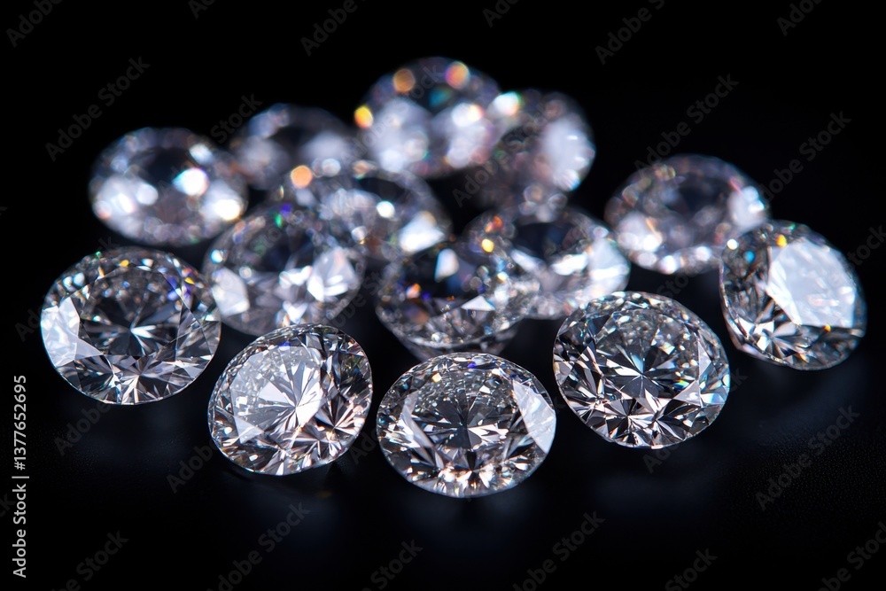 Sparkling diamonds on black background showcasing brilliant cut and clarity for luxury jewelry design and investment opportunities Sparkling diamonds on black background showcasing brilliant cut and clarity for luxury jewelry design and investment opportunities