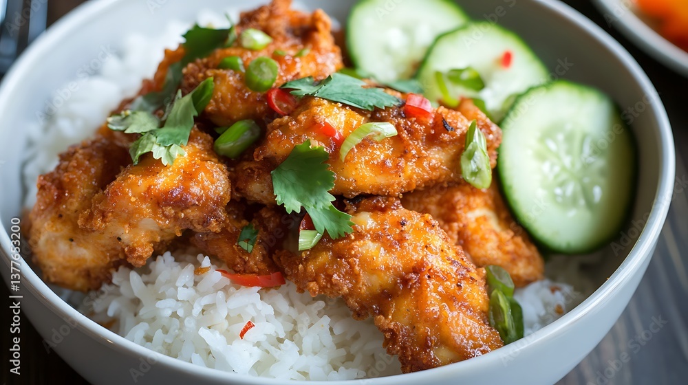 Delicious buttermilk chicken with steamed rice crispy chicken Delicious buttermilk chicken with steamed rice crispy chicken