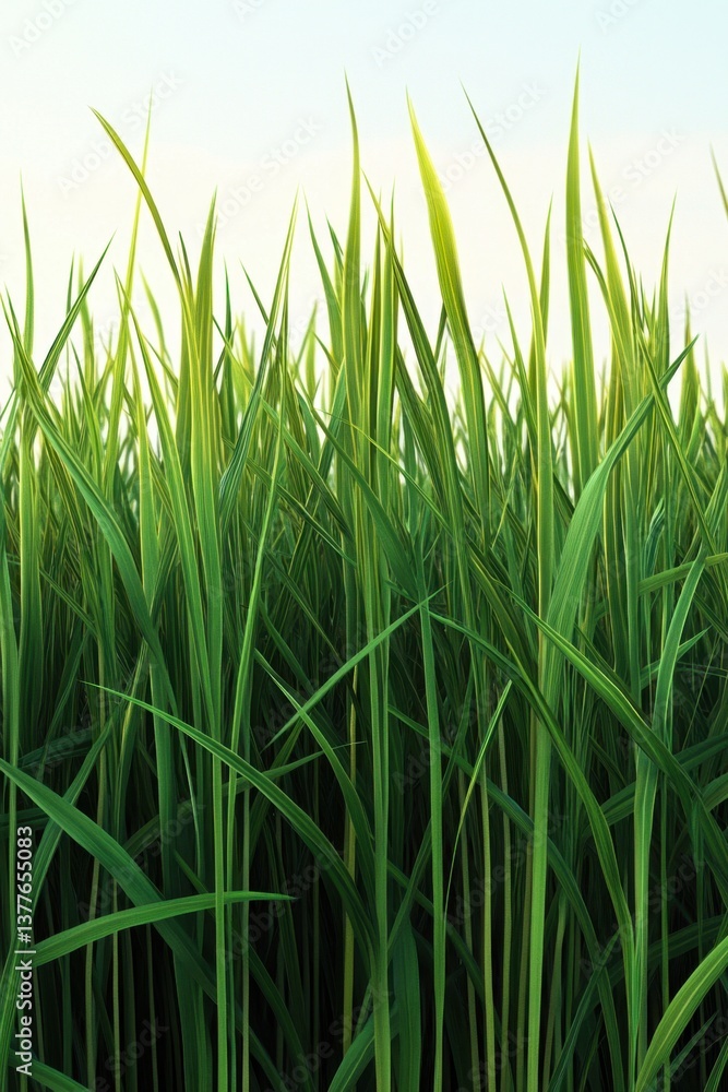 Lush Green Grass Blades Reach for the Sky in a Serene Meadow Landscape Freshness of Nature and Tranquility of a Summer Day Lush Green Grass Blades Reach for the Sky in a Serene Meadow Landscape Freshness of Nature and Tranquility of a Summer Day