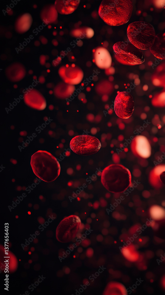 Red blood cells dark background high contrast floating microscopic view medical illustration biology healthcare anatomy science blood oxygen transport cellular structure red color abstract texture Red blood cells dark background high contrast floating microscopic view medical illustration biology healthcare anatomy science blood oxygen transport cellular structure red color abstract texture