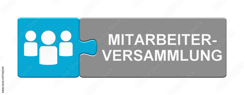 Puzzle Button mit zwei Teilen: Mitarbeiterversammlung Puzzle Button mit zwei Teilen: Mitarbeiterversammlung