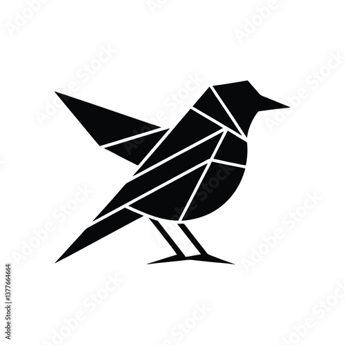 Abstract blackbird silhouette logo, geometric and simple vector illustration