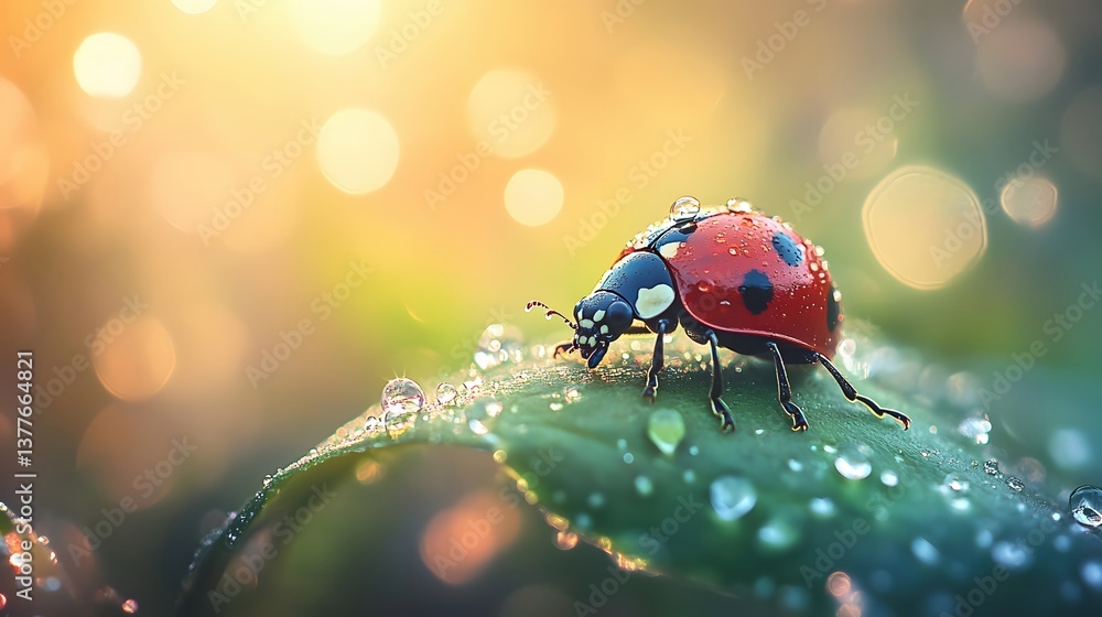 Obraz premium High definition creative ladybug close-up image