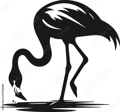 Black flamingo vector