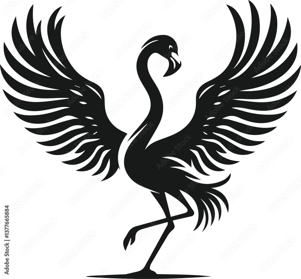 Obraz premium Black flamingo vector