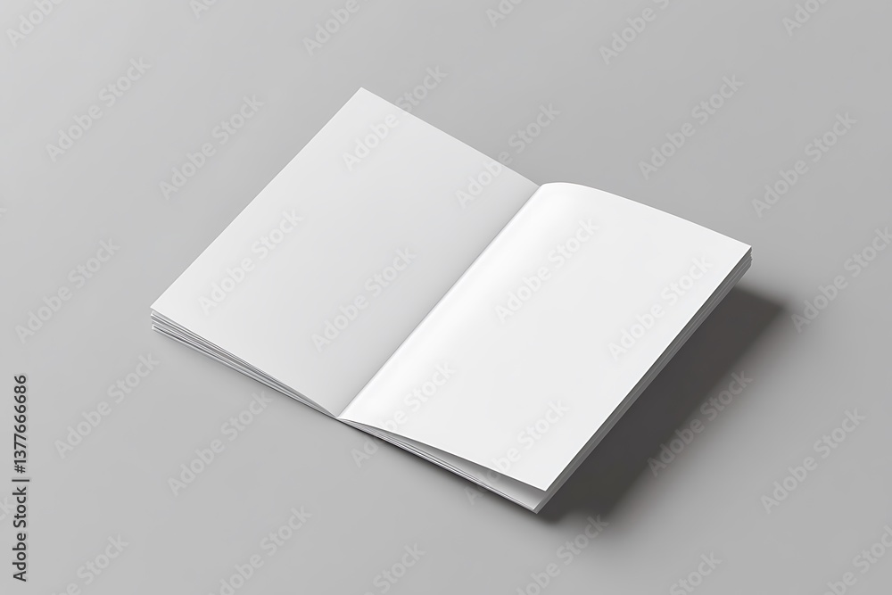 Opened Brochure Mockup with Blank White Pages on a Gray Background. Clean, Minimal Opened Brochure Mockup with Blank White Pages on a Gray Background. Clean, Minimal