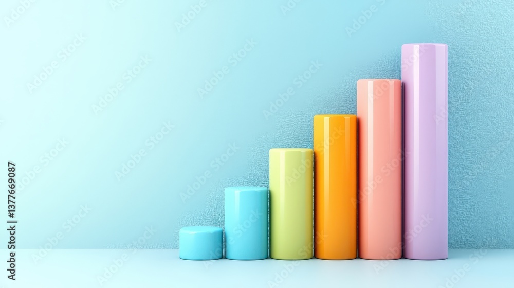 Colorful bar chart on blue background, a visual representation of data analysis for business and finance Colorful bar chart on blue background, a visual representation of data analysis for business and finance