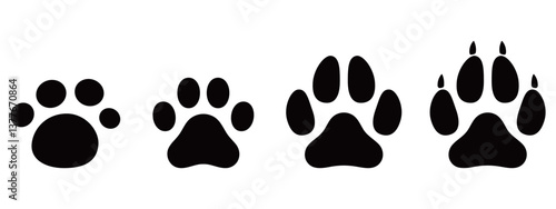 犬と猫の足跡イラストセット