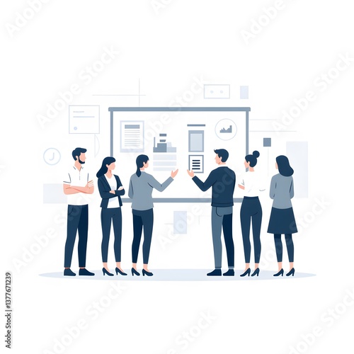 Minimalist Line Art Startup Team Brainstorming