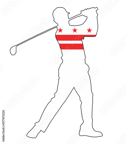 Washington DC State Golfer Swing Silhouette