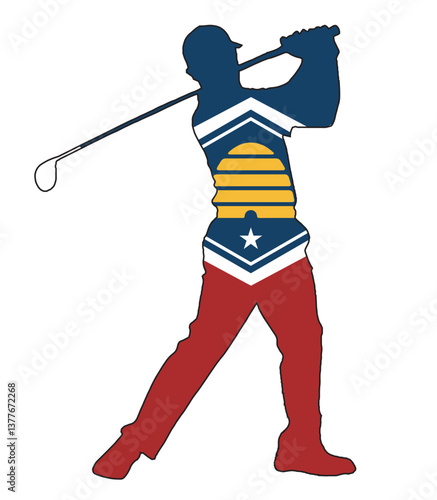 Utah State Golfer Swing Silhouette