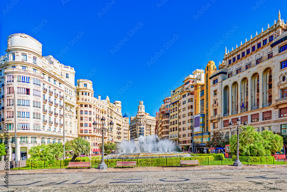 Valencia. Modernisme Plaza of the City Hall .